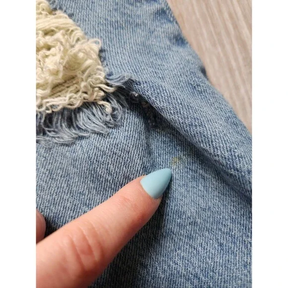 BDG Stretch High Rise Slim Straight Button Fly Blue Denim Jeans Distressed Sz 32 - Picture 4 of 12